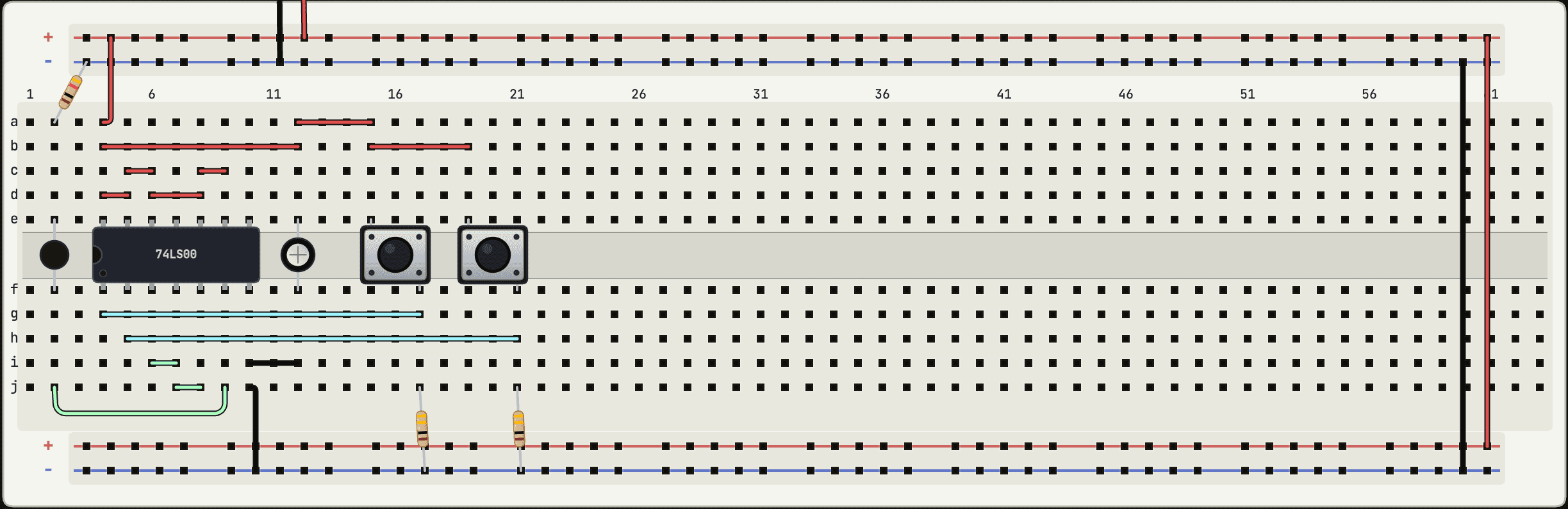 An 830-point virtual breadboard in de:volt